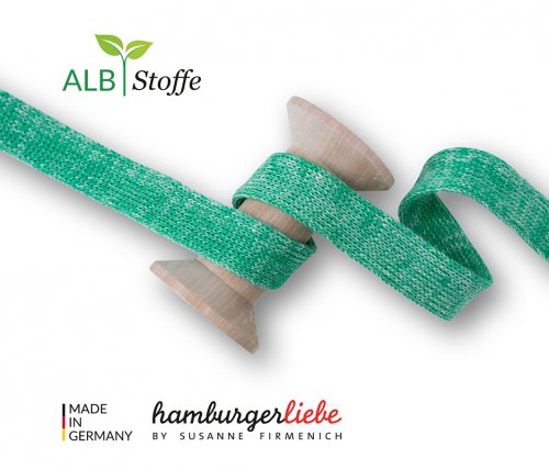 Bio Flachkordel - 2,0 cm - verde erba/lattuga-melange - A83/A35 - Albstoffe - Hamburger Liebe